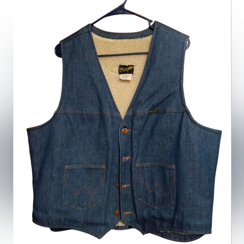 Wrangler Men's Classic Blue Denim Vest Size XL Sherpa Lined New No Tags